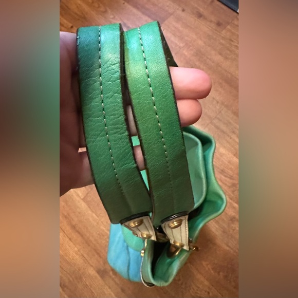 Vintage B. Makowsky Genuine Leather Color block Shoulder Bag Handbag Tote Bag - Picture 6 of 8